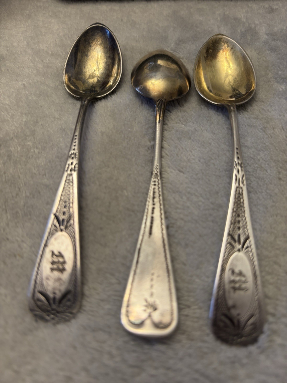 Antique WM Gale Sterling Silver Demitasse Spoons Set 3 Victorian 1.32 Troy Oz