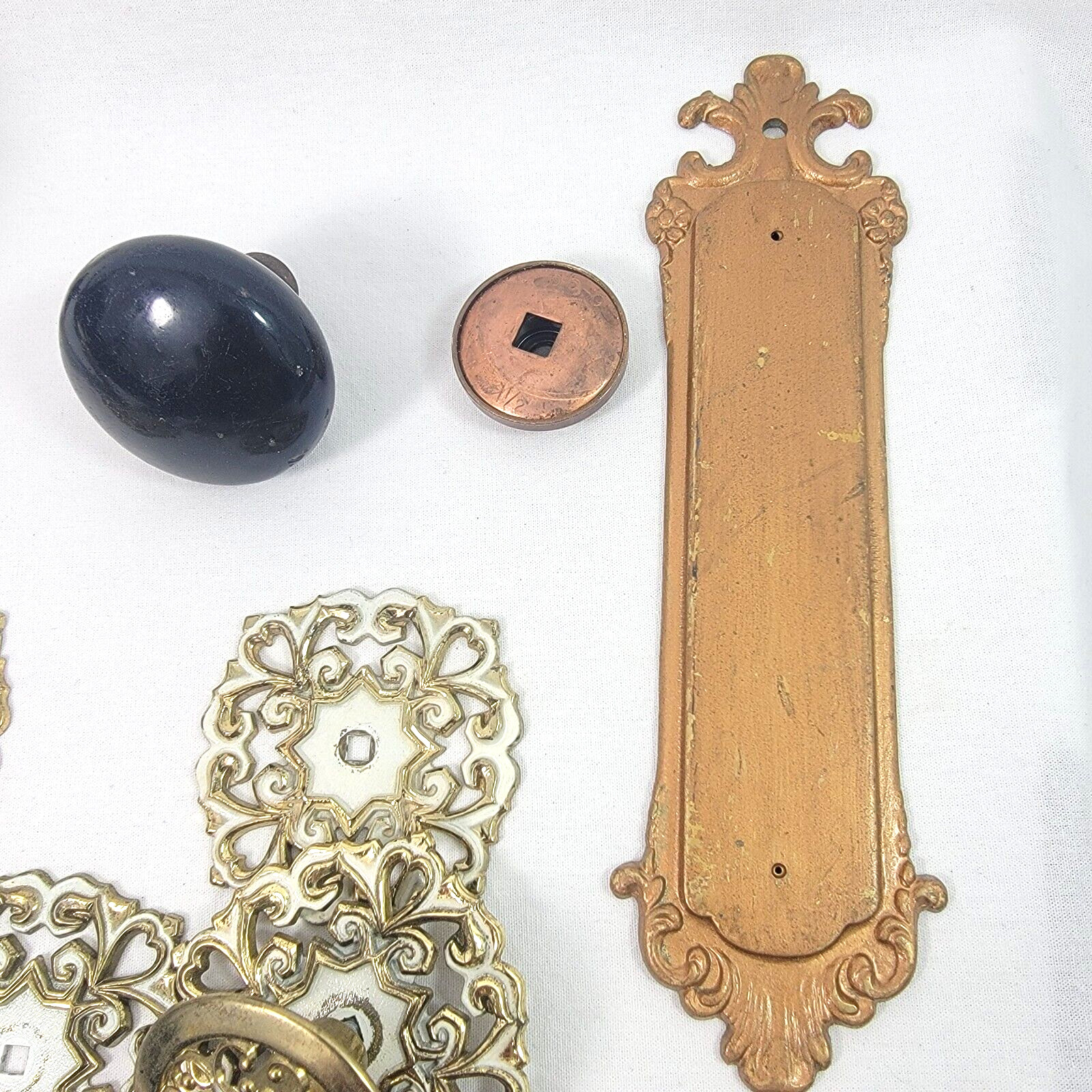 Antique Hardware Drawer Pulls Door Handles Keys Ornate Brass cast iron Parts lot