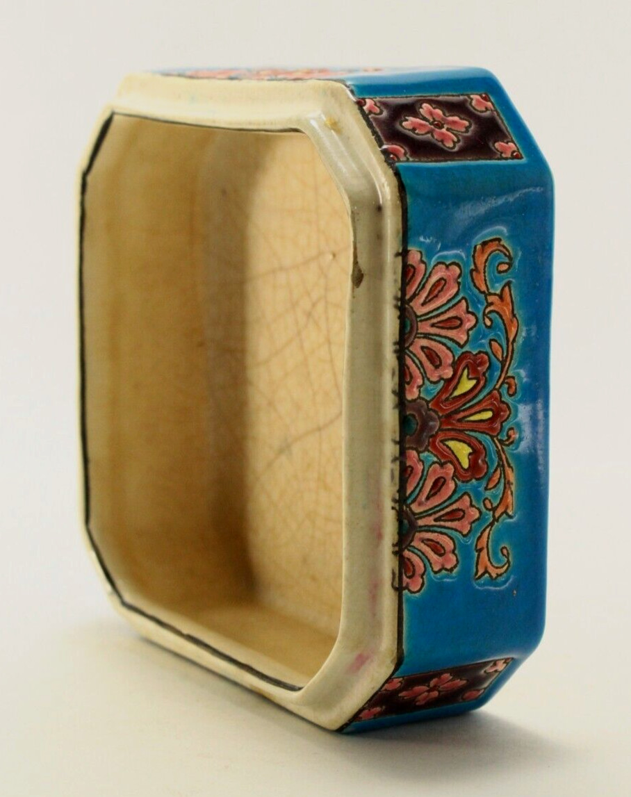 = 1920-1936 LONGWY Square Faience Box, Kenilworth Studio, France