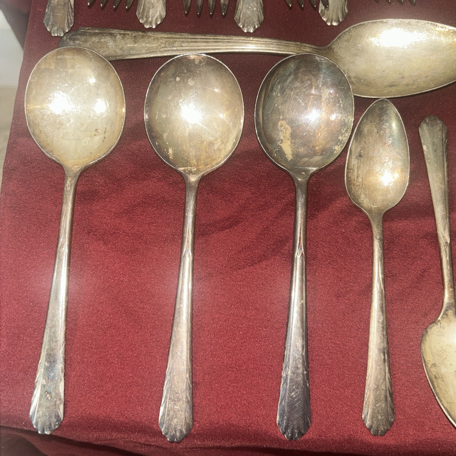 National Silver Co Flatware Set 36 PcFork Spoon Knife Unique Pattern 1930s VTG