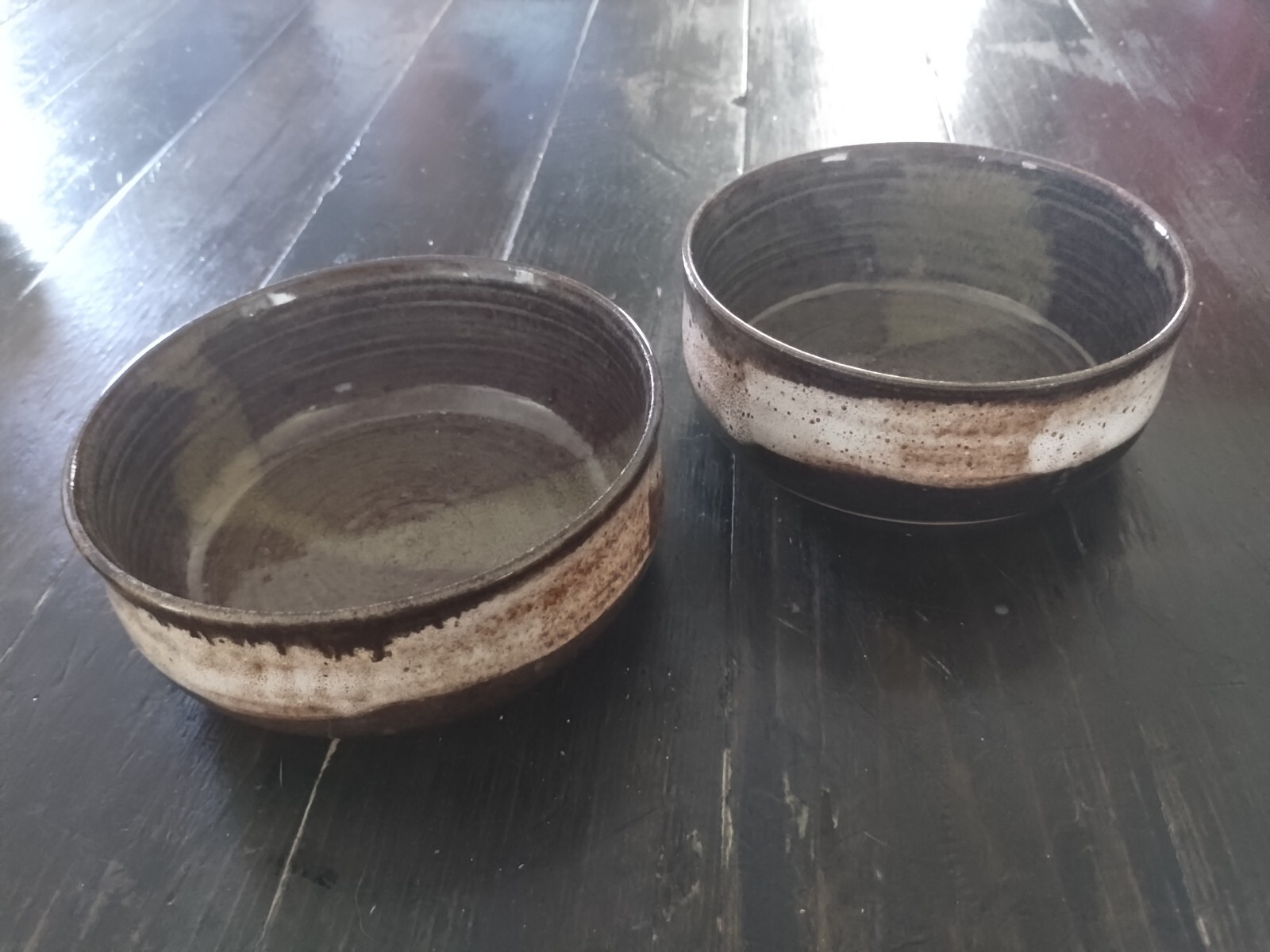 Studio Pottery Set Of 2 Bowls Signed Pauline. Brown Beige Tan, Handmade