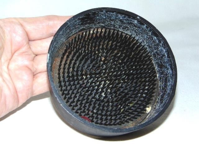 Vintage Heavy Round Cast Iron FLOWER FROG, TWO’S COMPANY, Flower Arranger