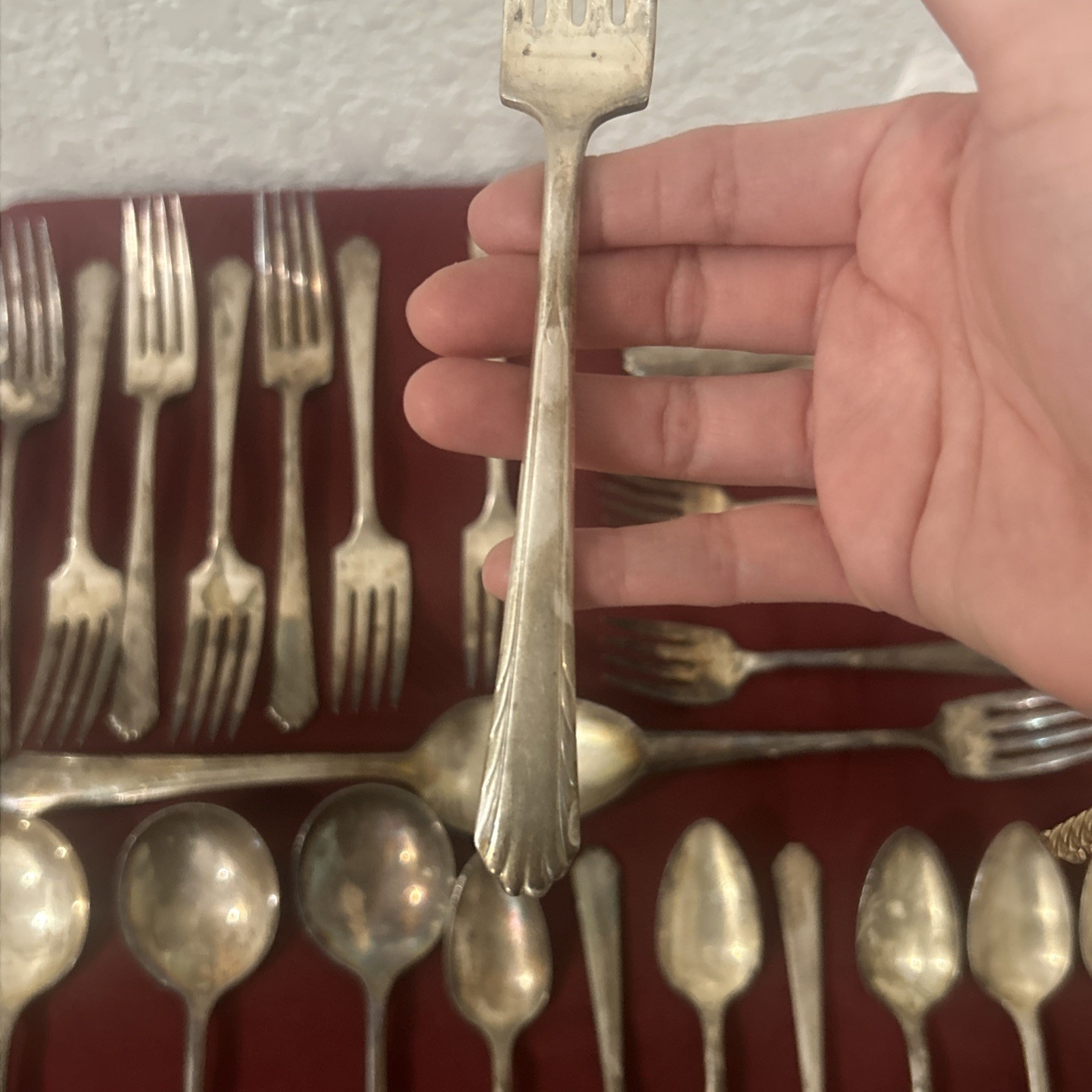 National Silver Co Flatware Set 36 PcFork Spoon Knife Unique Pattern 1930s VTG