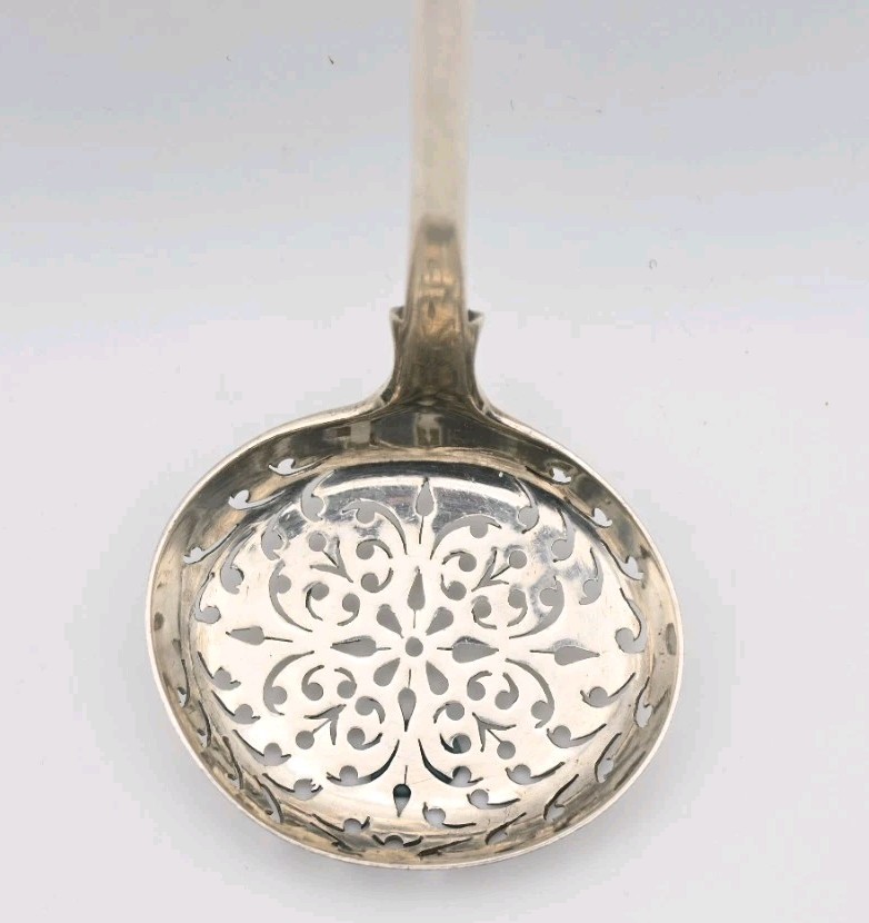 Antique Silver Sugar Spoon Sifter strainer Ladle Berry Egg London 1868 Gift