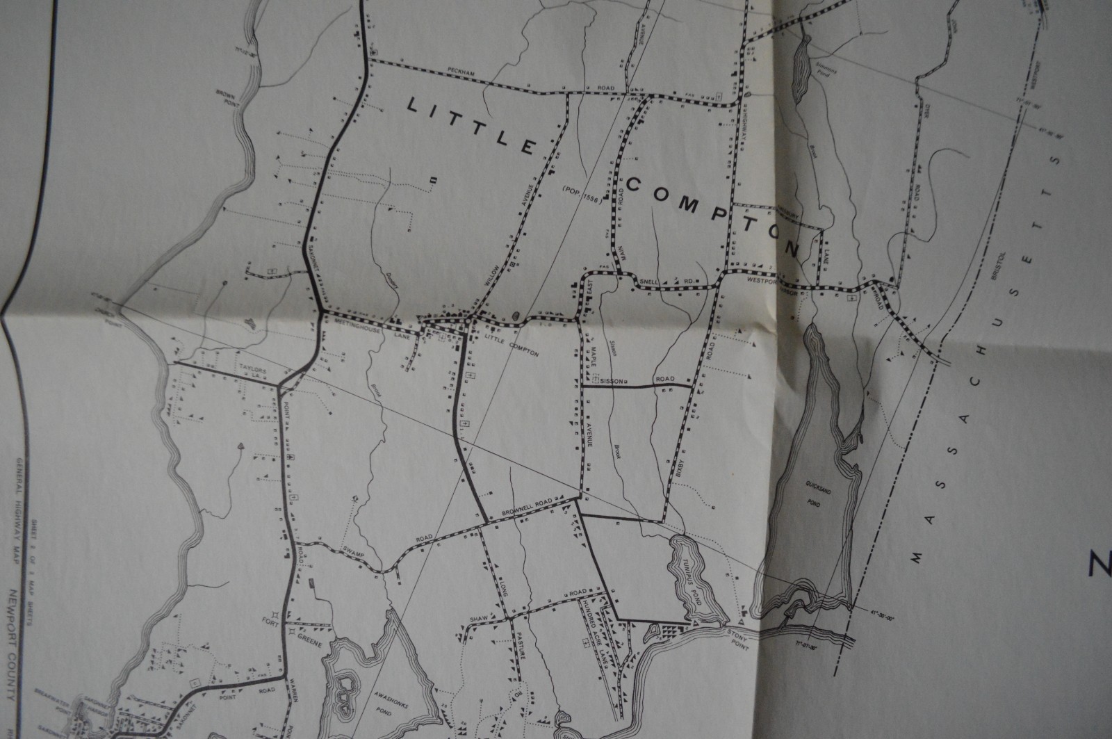 General Highway Map Newport County Rhode Island Tiverton Little Compton 1954