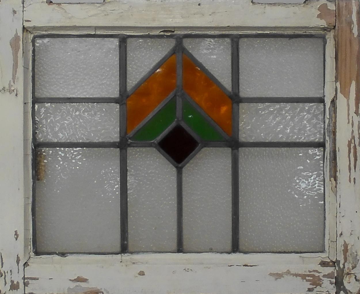 GEO PRETTY OLD ENGLISH LEADED STAINED GLASS WINDOW 20 1/2″x 16 3/4″