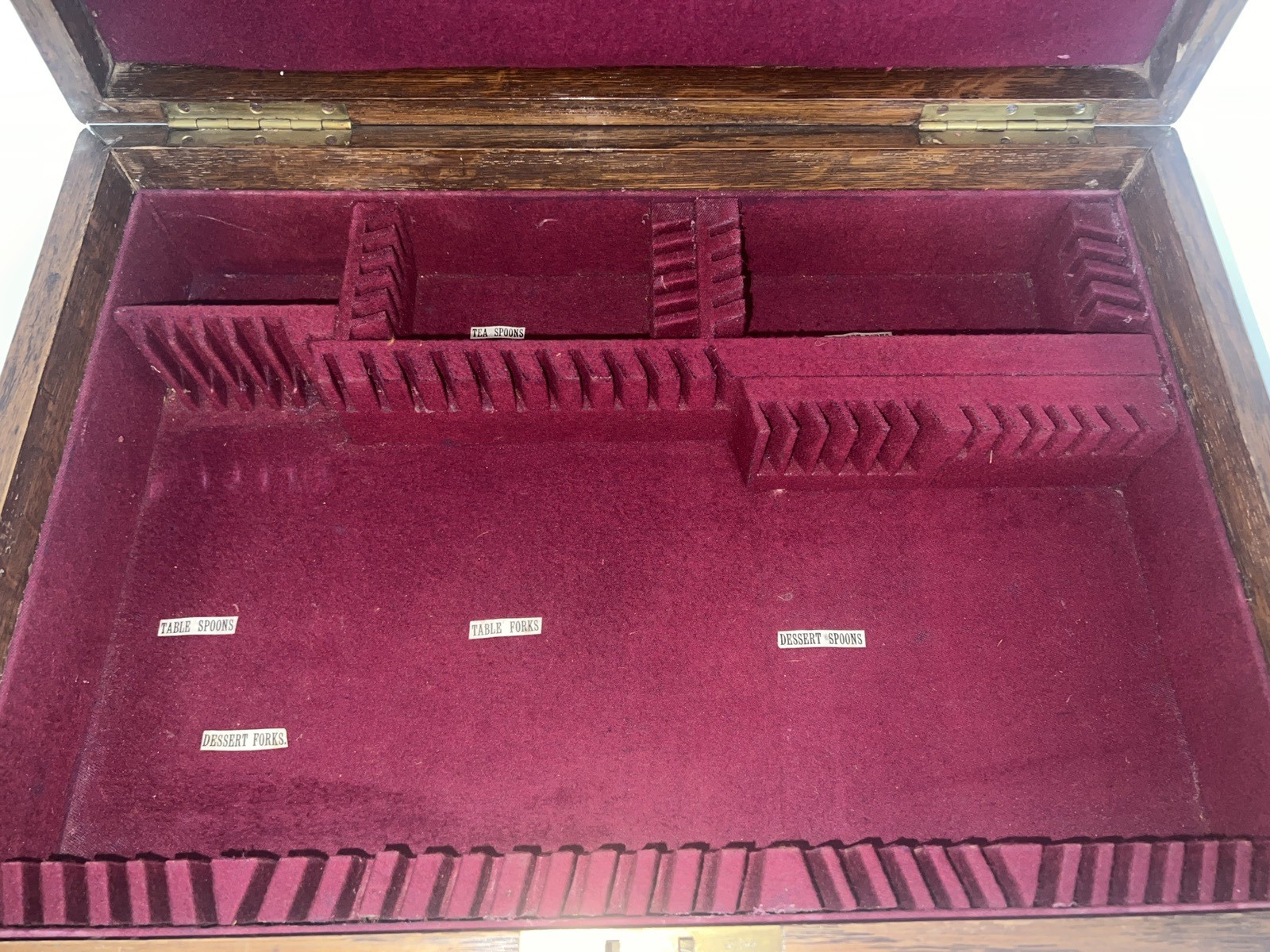 Vintage Empty Two Tier Wooden Oak Canteen Cutlery Box With Campaign Handles