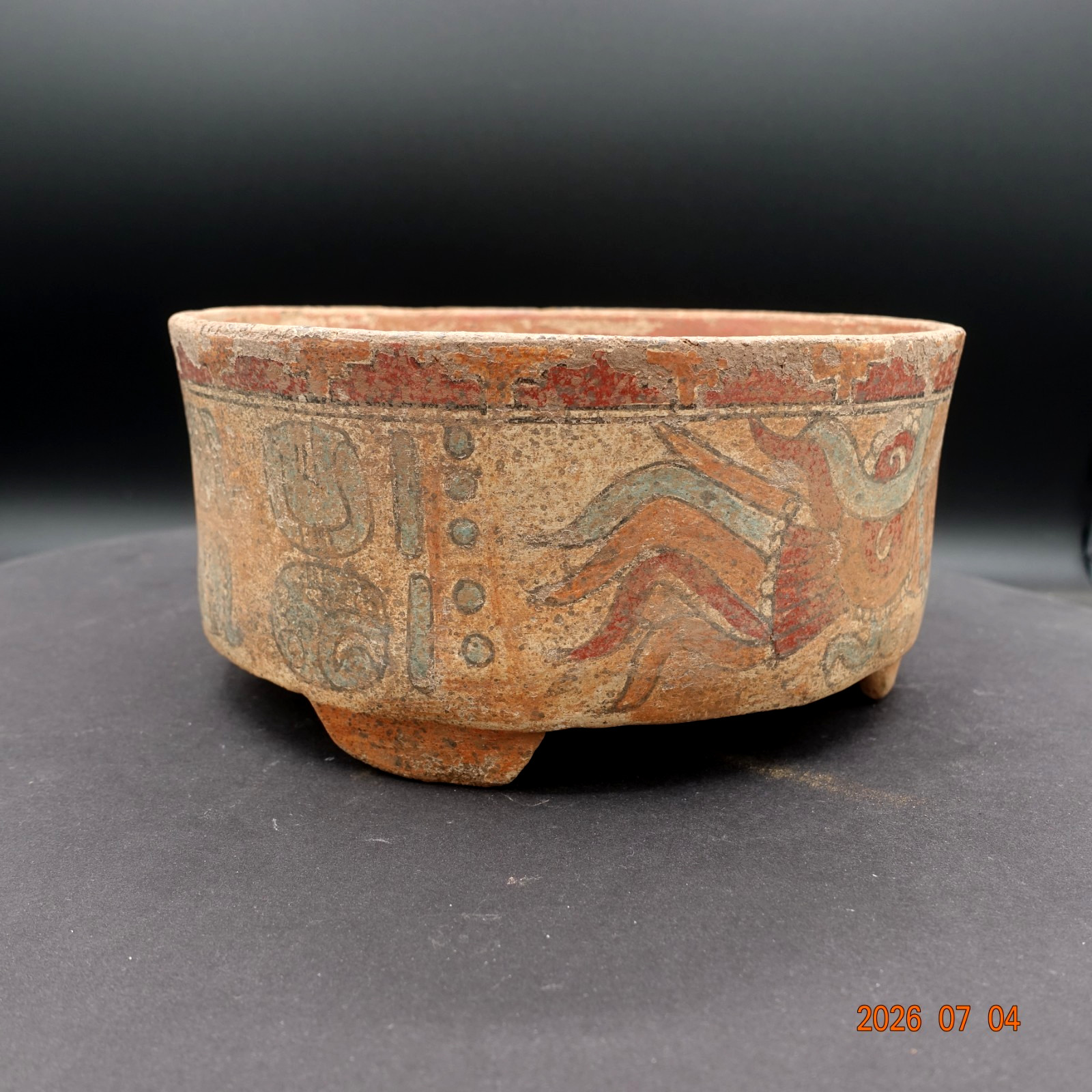 Pre-Columbian Authentic Artifact Ceramic Pottery Poly-Chrome Maya Parrot Bowl