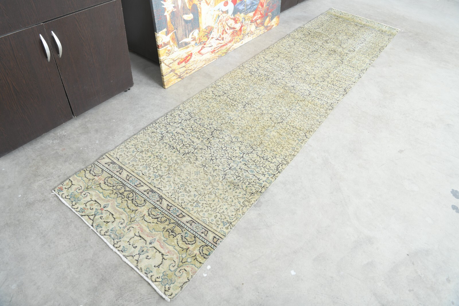 Turkish Rug Runner Hand-Knotted Carpet Vintage Runner Oushak Rug 2×9 ft,1213