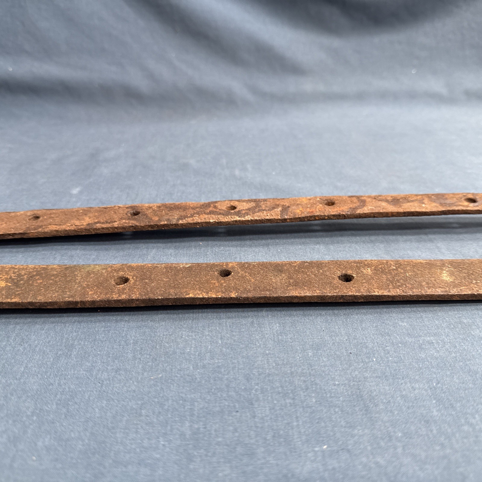 2 Large Antique Strap Hinges Wrought Iron Barn Door Hardware 30 1/4″ & 29 3/4″