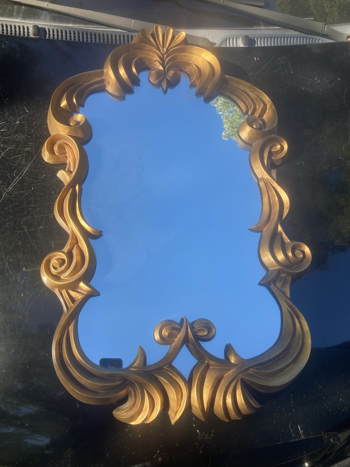 Vtg Syroco Ornate Rococo Mirror MCM Gold USA 32×19” Gorgeous