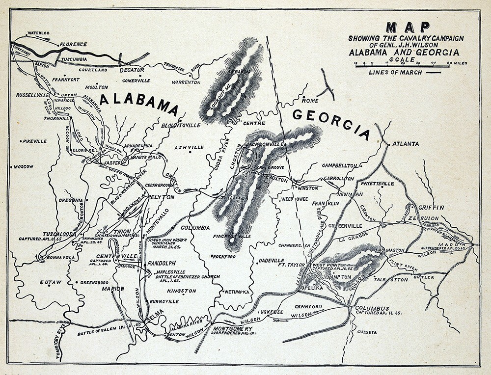 Harper Civil War Map General Wilson Calvary Campaign Georgia Alabama Atlanta