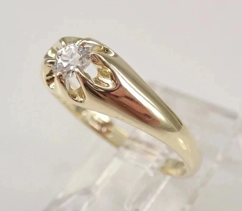 1Ct Round Lab Created Diamond Solitaire Engagement Ring 14K Yellow Gold Plated