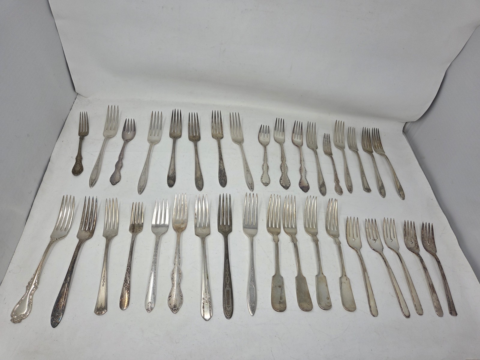 Lot of 35 Assorted Silverplate Forks Flatware