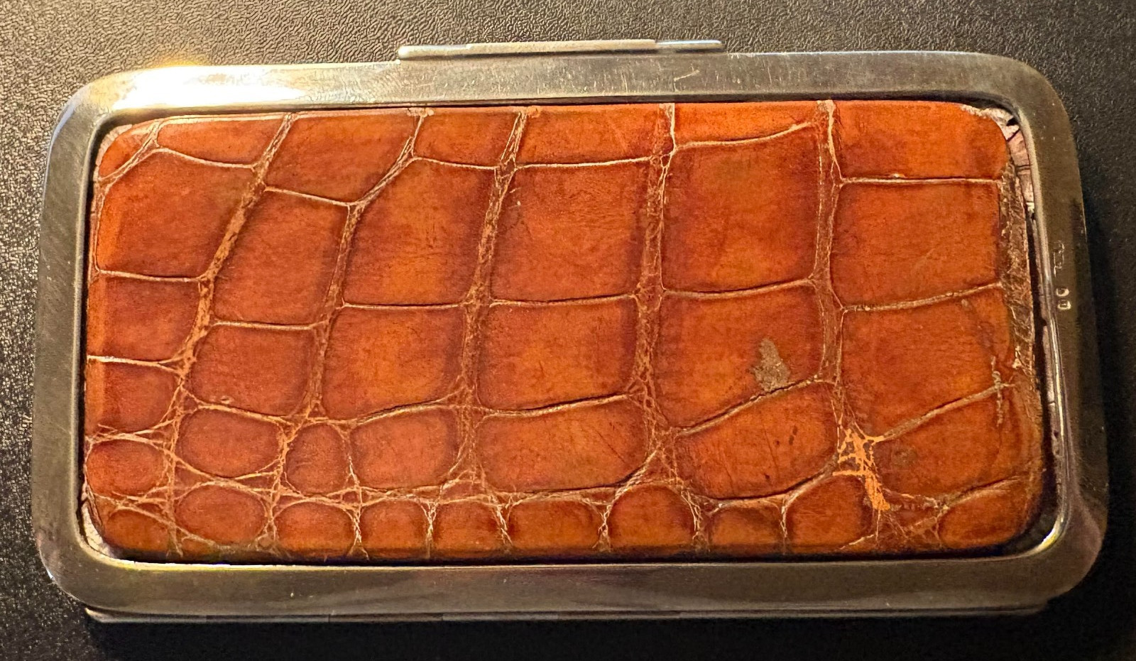 Antique 1875 Victorian Sterling Silver and Alligator Card Case Leuchars & Sons