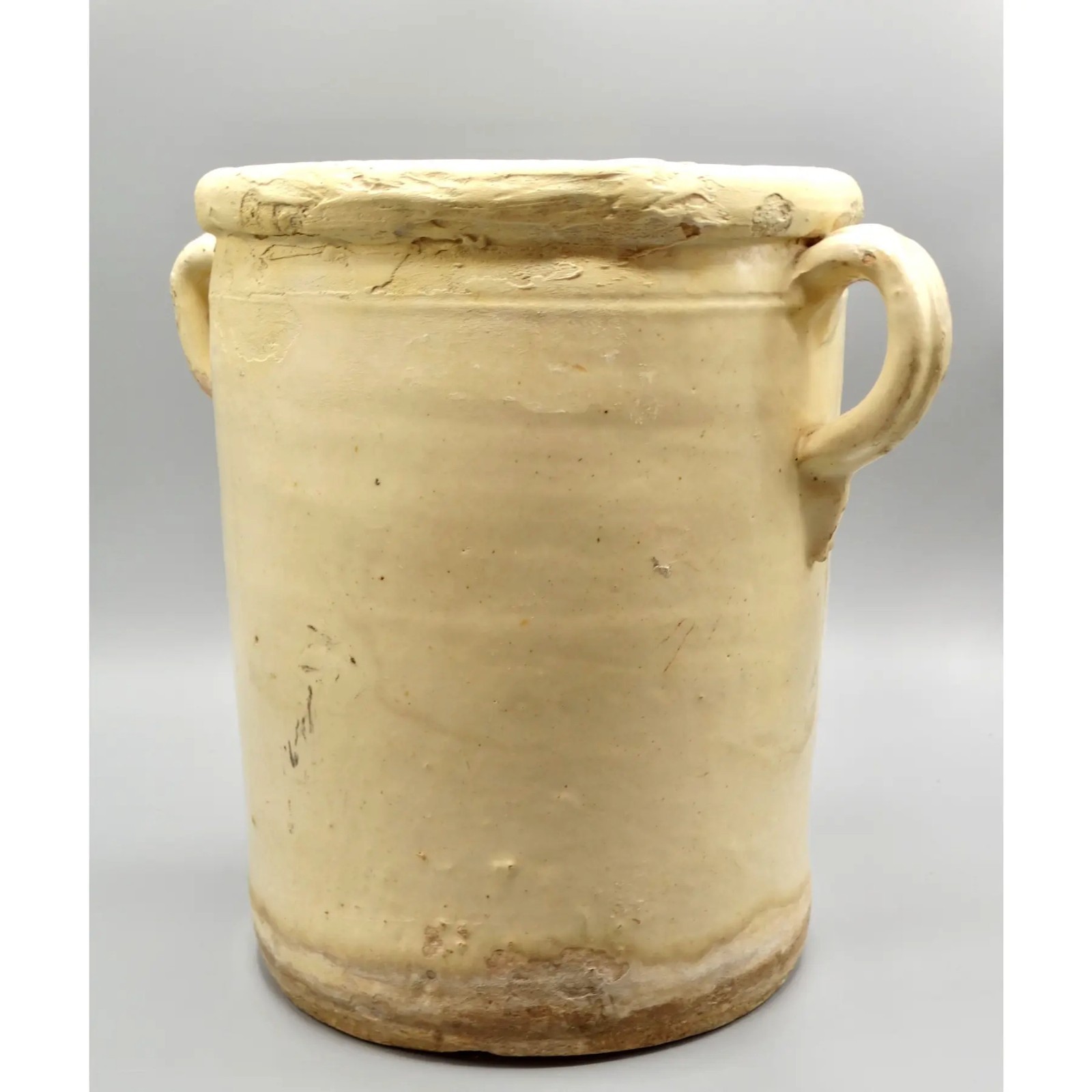 19th-Century Glazed Italian Confit Jar Pot Antique Handcrafted