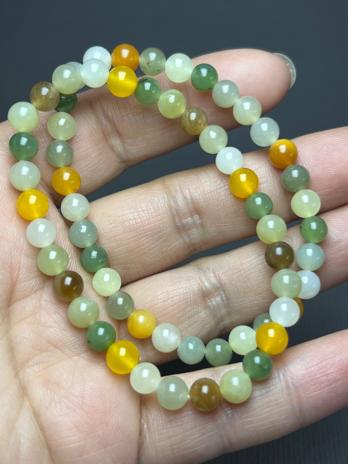 2PC 100% Natural Hetian jade colorful Color 6mm Bracelet