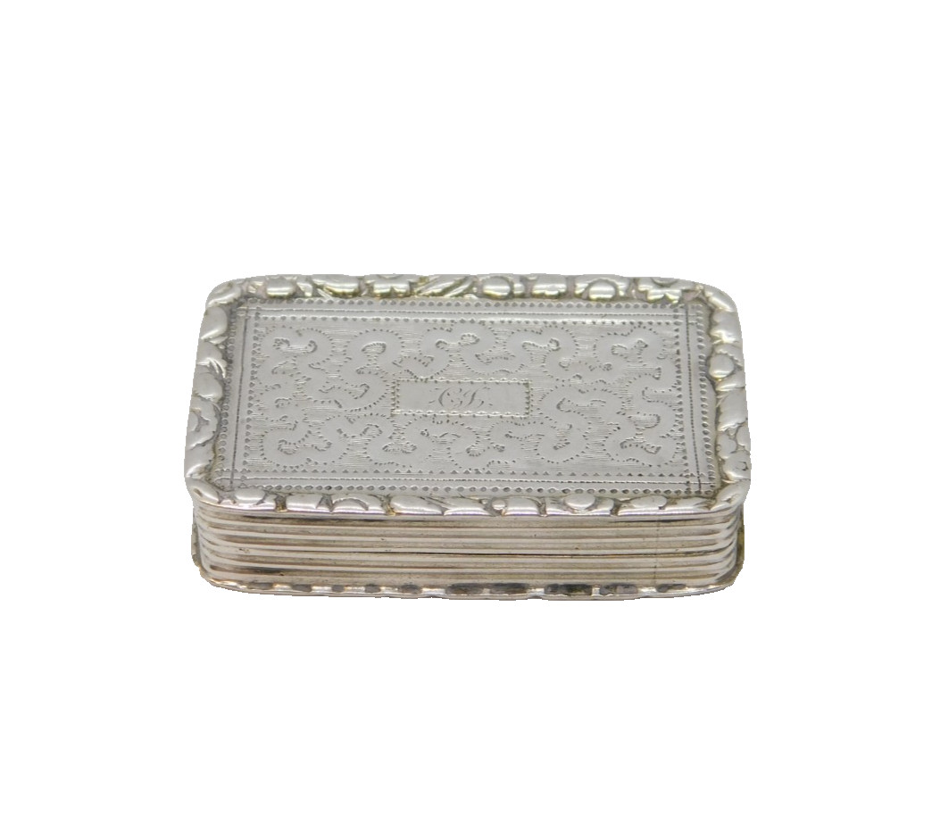 William IV Sterling Silver Swirl Pattern Vinaigrette Antique 1836 Birmingham