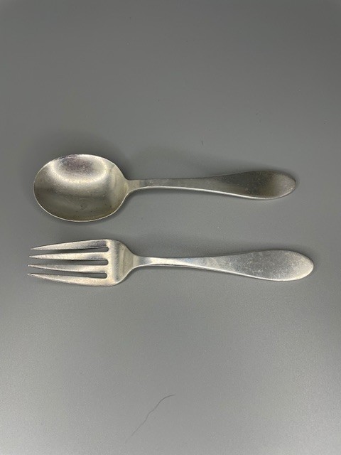 Vintage Gorham Sterling Silver Puritan Pattern- Baby Set 2-pc Fork & Spoon MCM