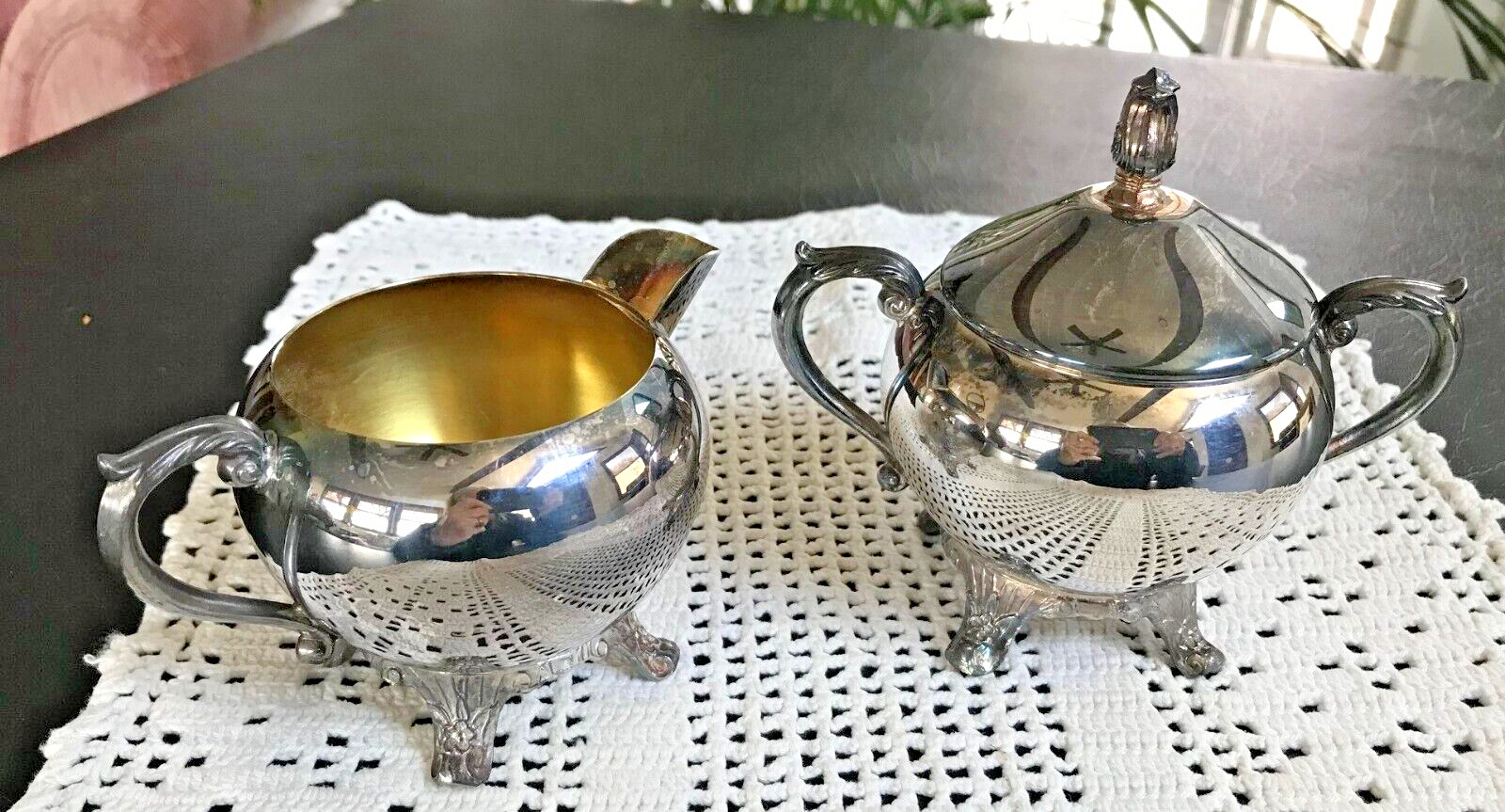 F B Rogers Silver Co Silver Plated Creamer and Sugar Bowl Trade Mark 1883