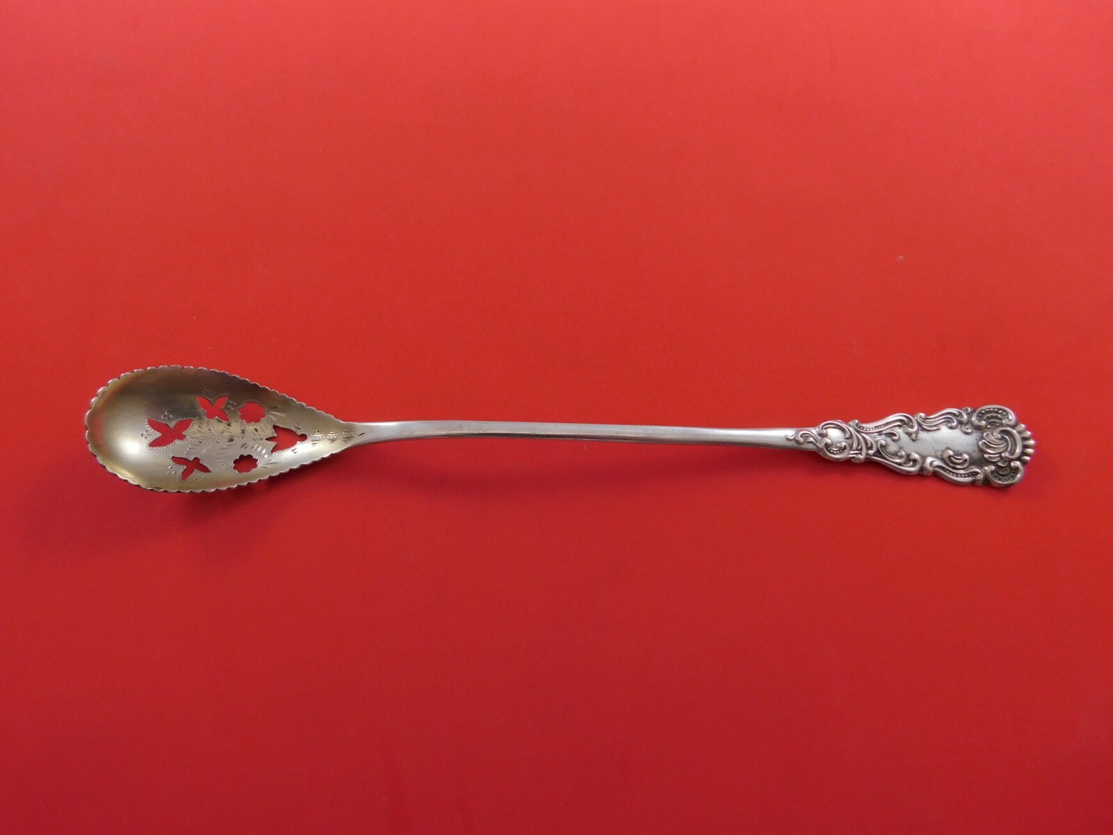 Fessenden Sterling Silver Olive Spoon Long 8 1/4″ Original Serving