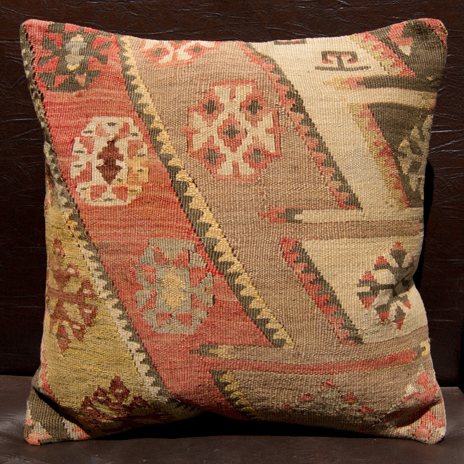 16″x16″ 40×40 Hand Woven Turkish Anatolia Kilim Rug Vintage Pillow Cover Cushion