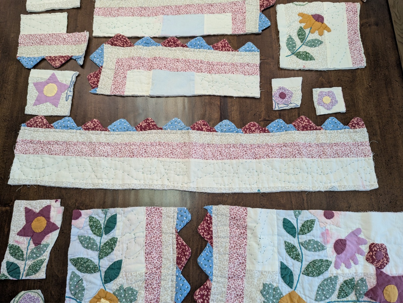 LOT/9 diff Pcs Up-cycled from HM Applique VTG Hanging QUILT x Crafts Projects