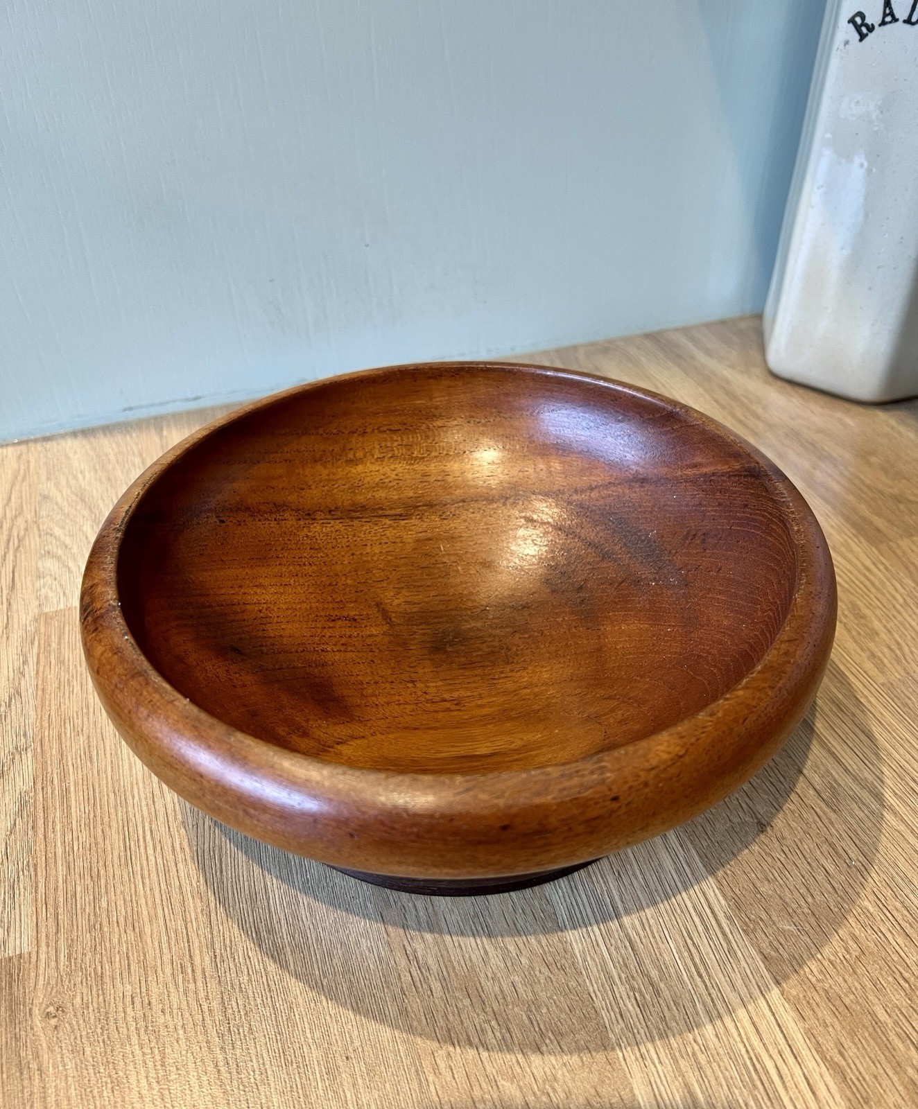 Vintage Hand Turned Fruit Wood Bowl 23cm Diameter Decorative Piece
