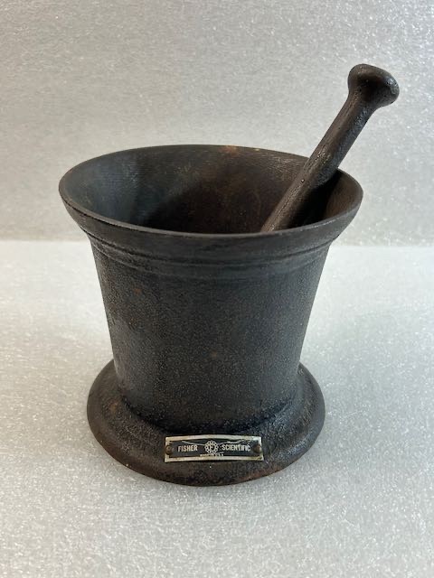 Vtg Fisher Scientific Cast Iron Laboratory Mortar and Pestle Made in USA