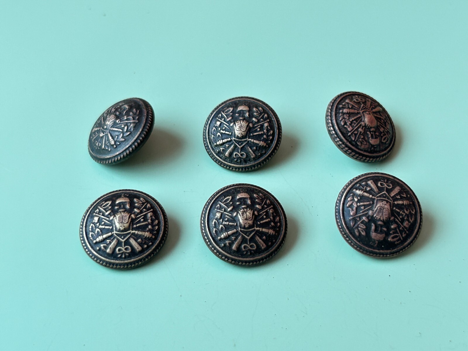 Collectible Old Fine F.III TURCO NAPOLI Brass Coat Buttons Pack of 6 Piece.