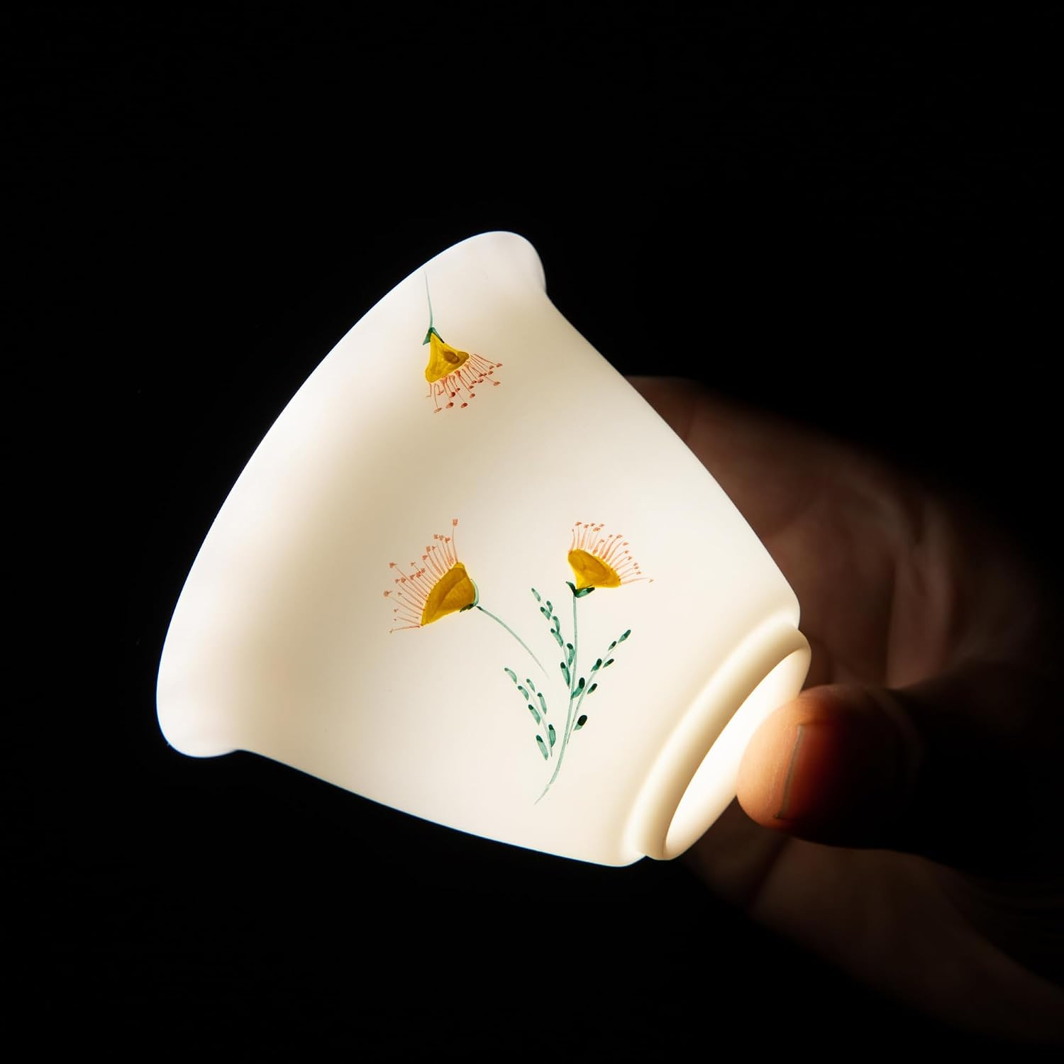Ice Jade White Porcelain Gaiwan Set,Thin/Unglazed/Translucent/Hand-Painted China