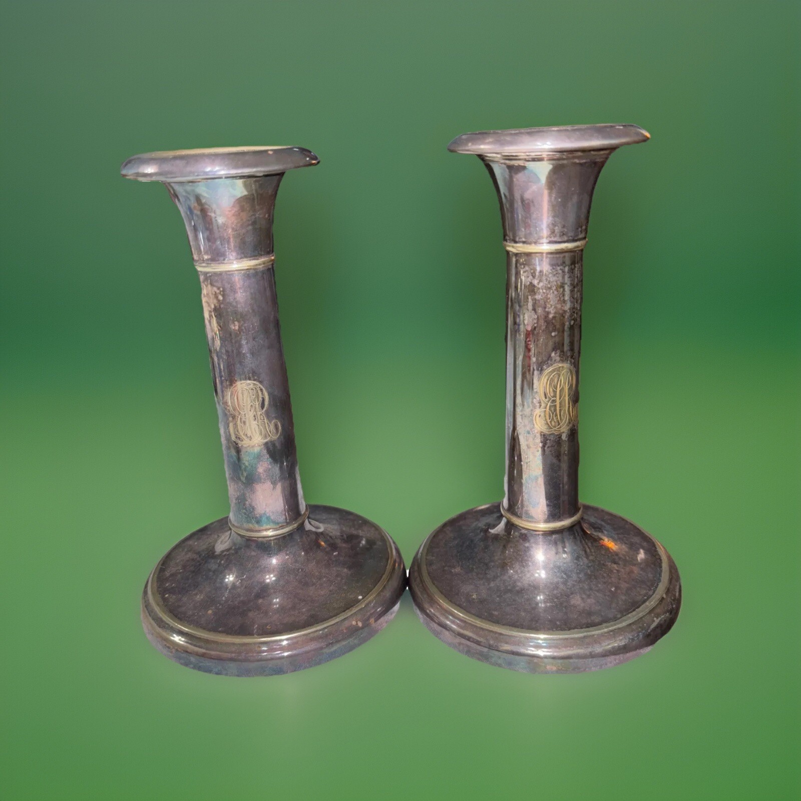 Gotham Silver Plated Candleholders , Patina Vintage Decor