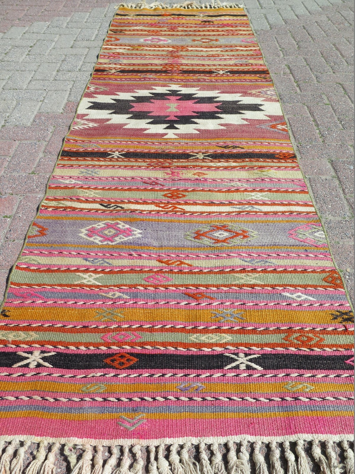 Hallway Rug, Vintage Turkish Kilim Runner, Aisle Rug, Long Stairs Kelim 33″X102″