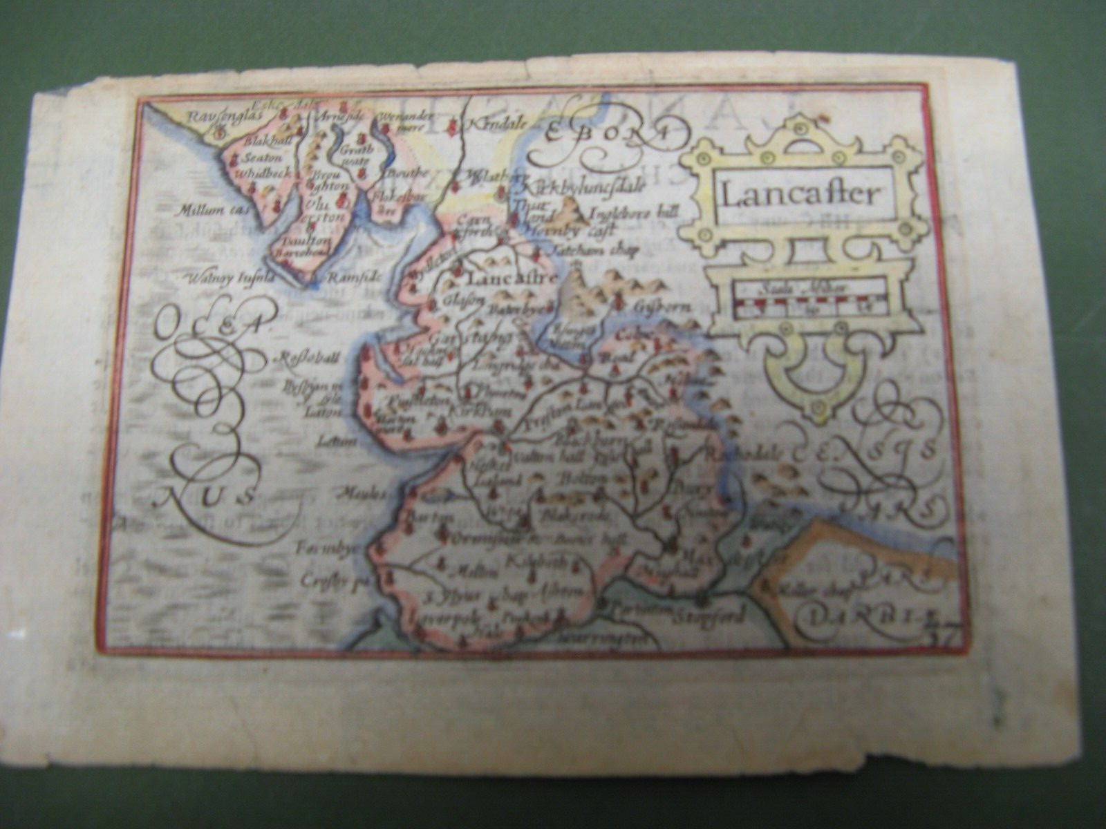 100% ORIGINAL LANCASHIRE MAP BY VAN DEN KEERE MINI JOHN SPEED C1646 VGC