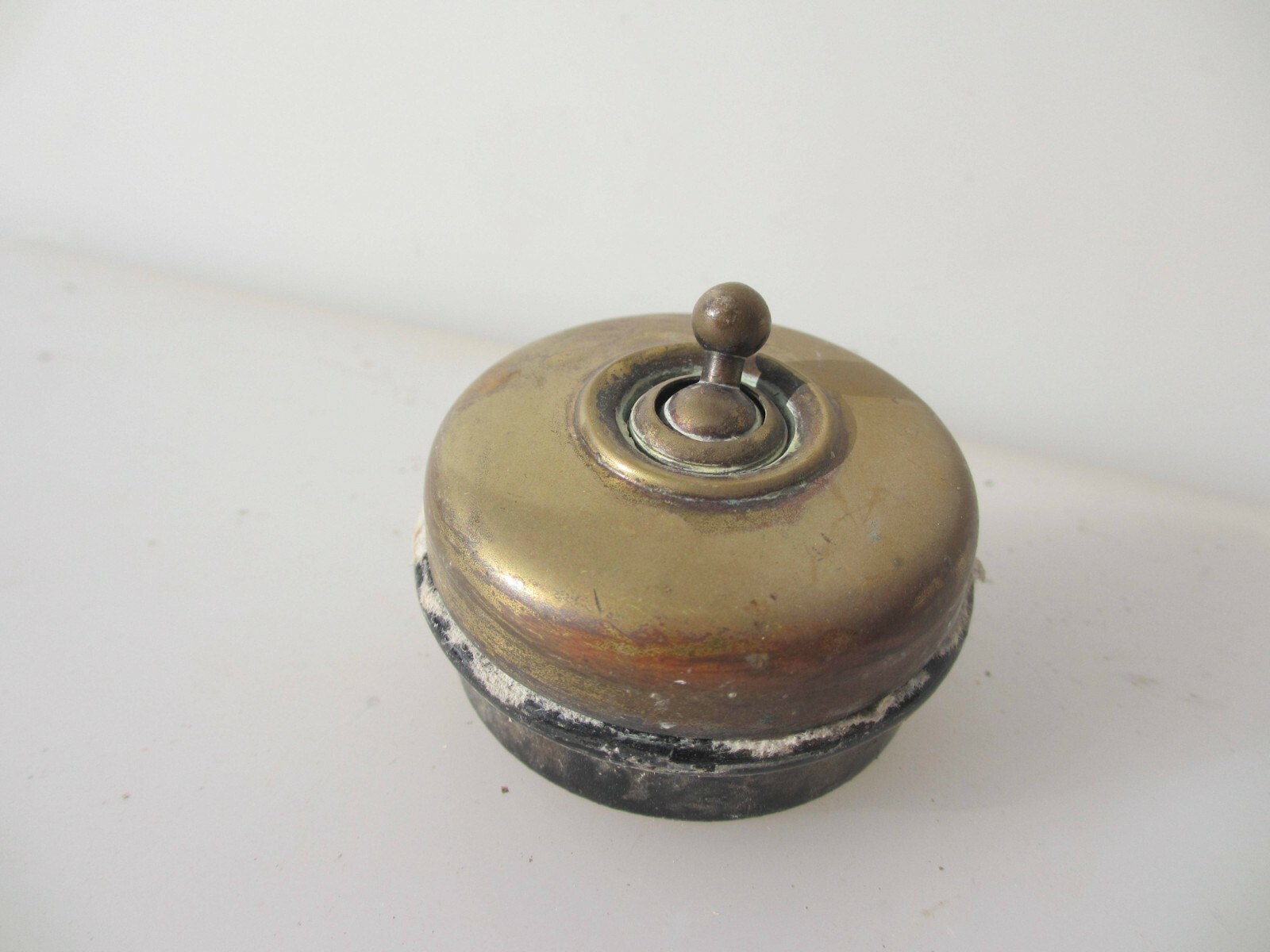Antique Brass & Ceramic Light Switch Old Dolly Toggle Vintage Art Deco Edwardian