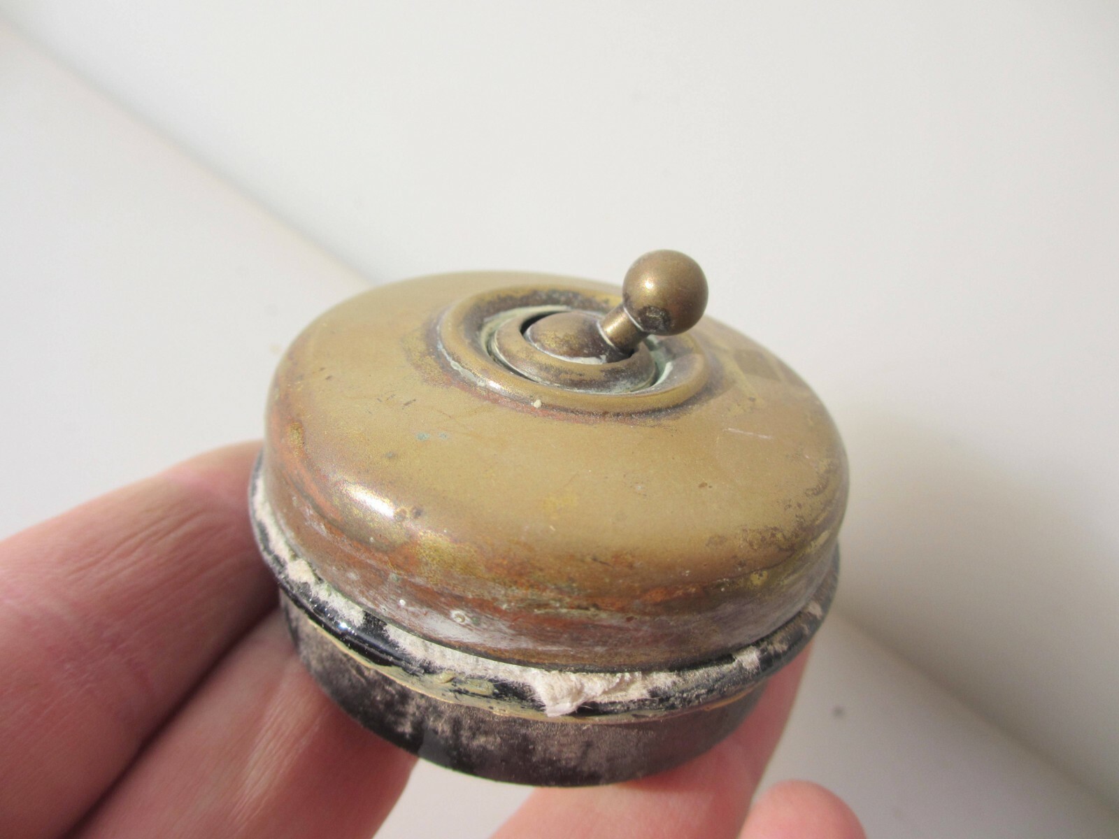 Antique Brass & Ceramic Light Switch Old Dolly Toggle Vintage Art Deco Edwardian