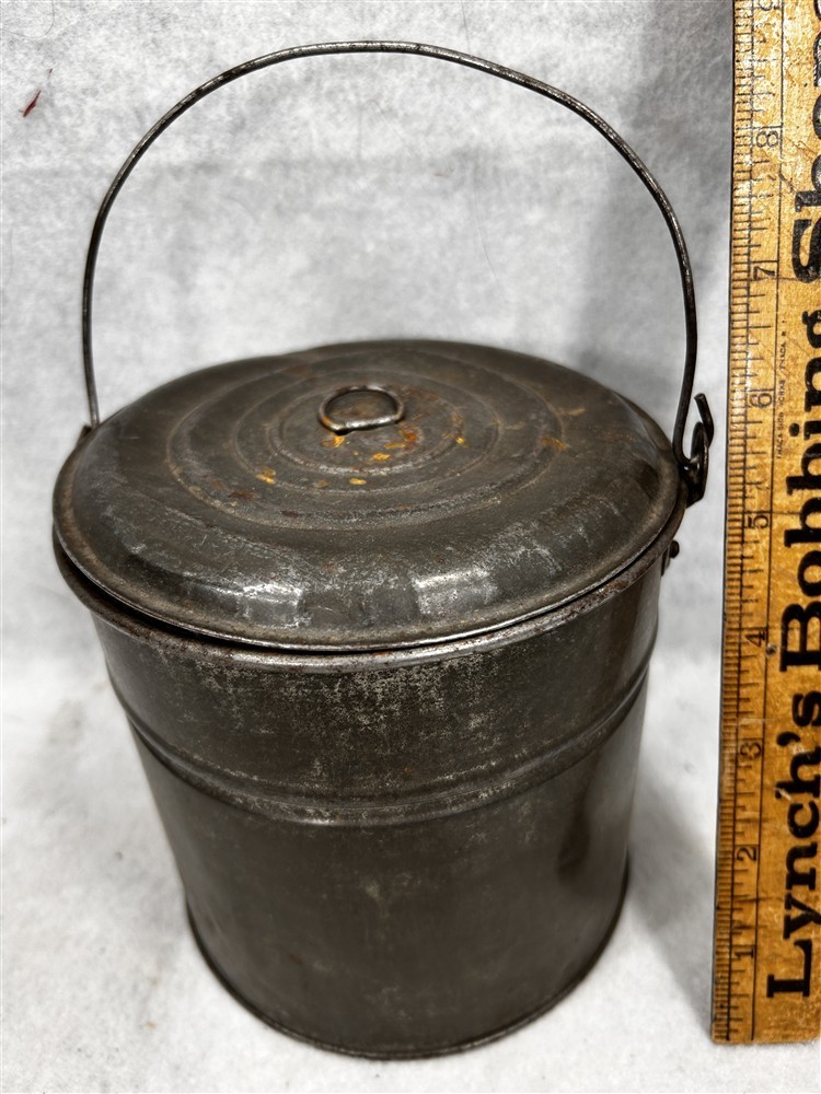 antique tin pail with handle and lid berries lunch bucket 5×5 original mid 1800s