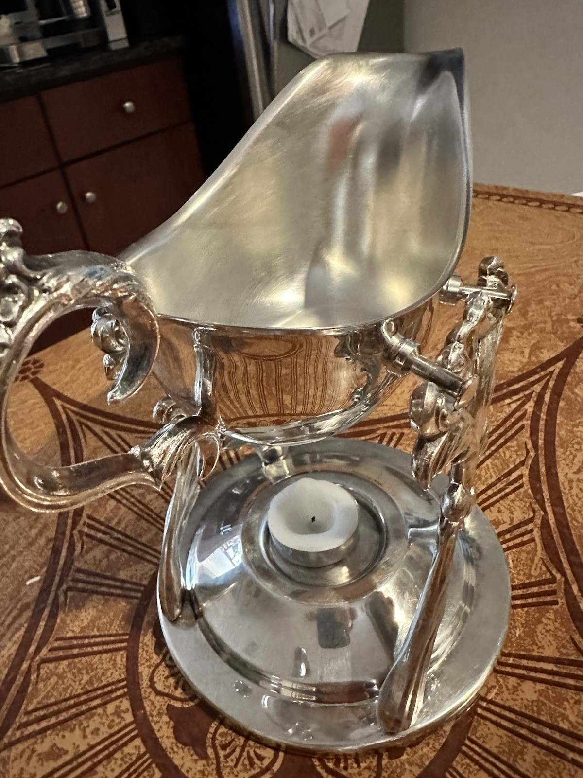 Vintage: Royal Limited Silver Plate Tilting Gravy Boat with Warmer