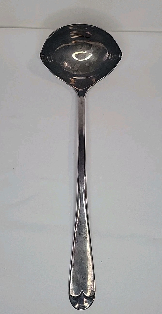 Very Large Leonard Silver Plate Punch Soup Ladle 13″ Vintage Ladel Made In Italy