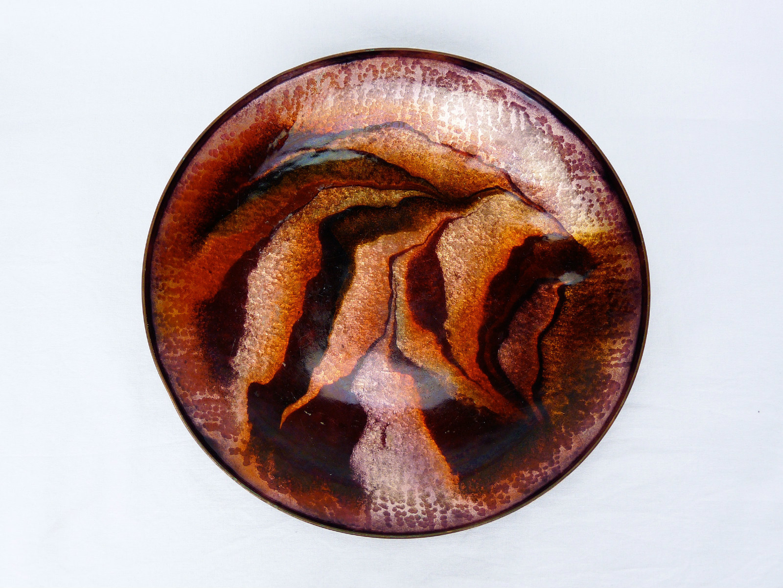 Enamelled Dedicated Art Deco Norway Sweden Diameter: 30.7 Cm / Weight: 1.6 Kg