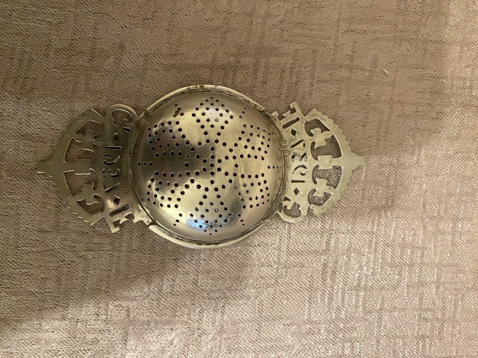 Rare 1937 King George VI Coronation Tea Strainer & Stand Silver plate