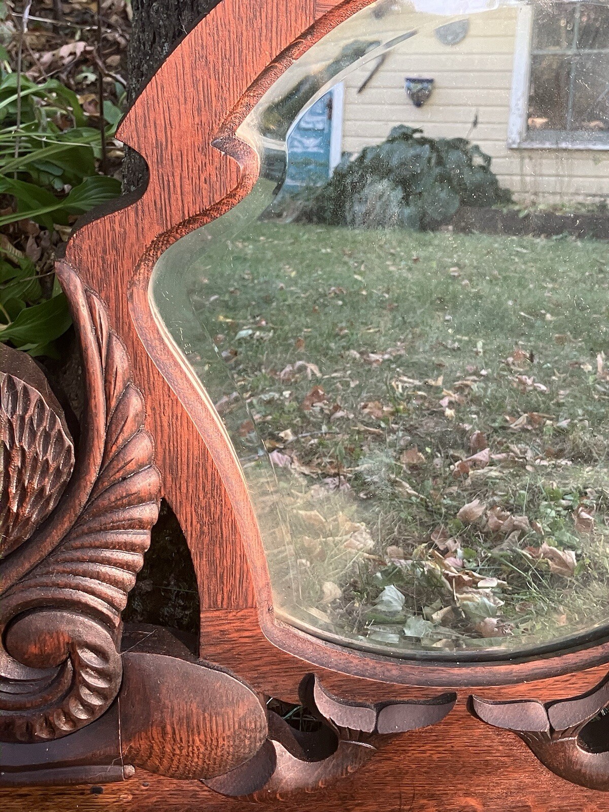 Victorian Wooden Antique Mirror Mythical Winged Griffins Architectural Salvage