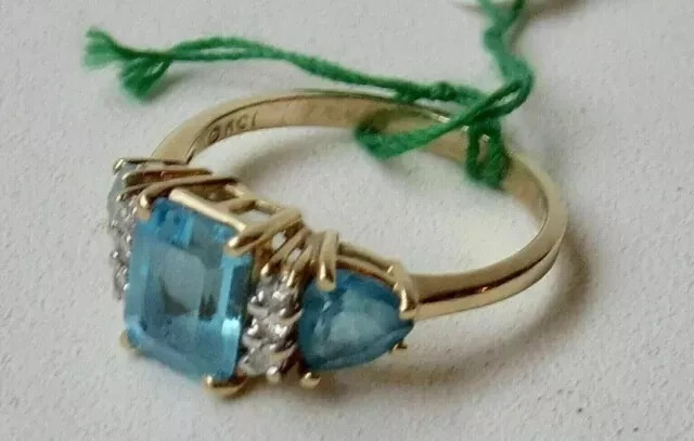 14K Yellow Gold Plated 3.00Ct Radiant Cut Lab Created Aquamarine Wedding Ring