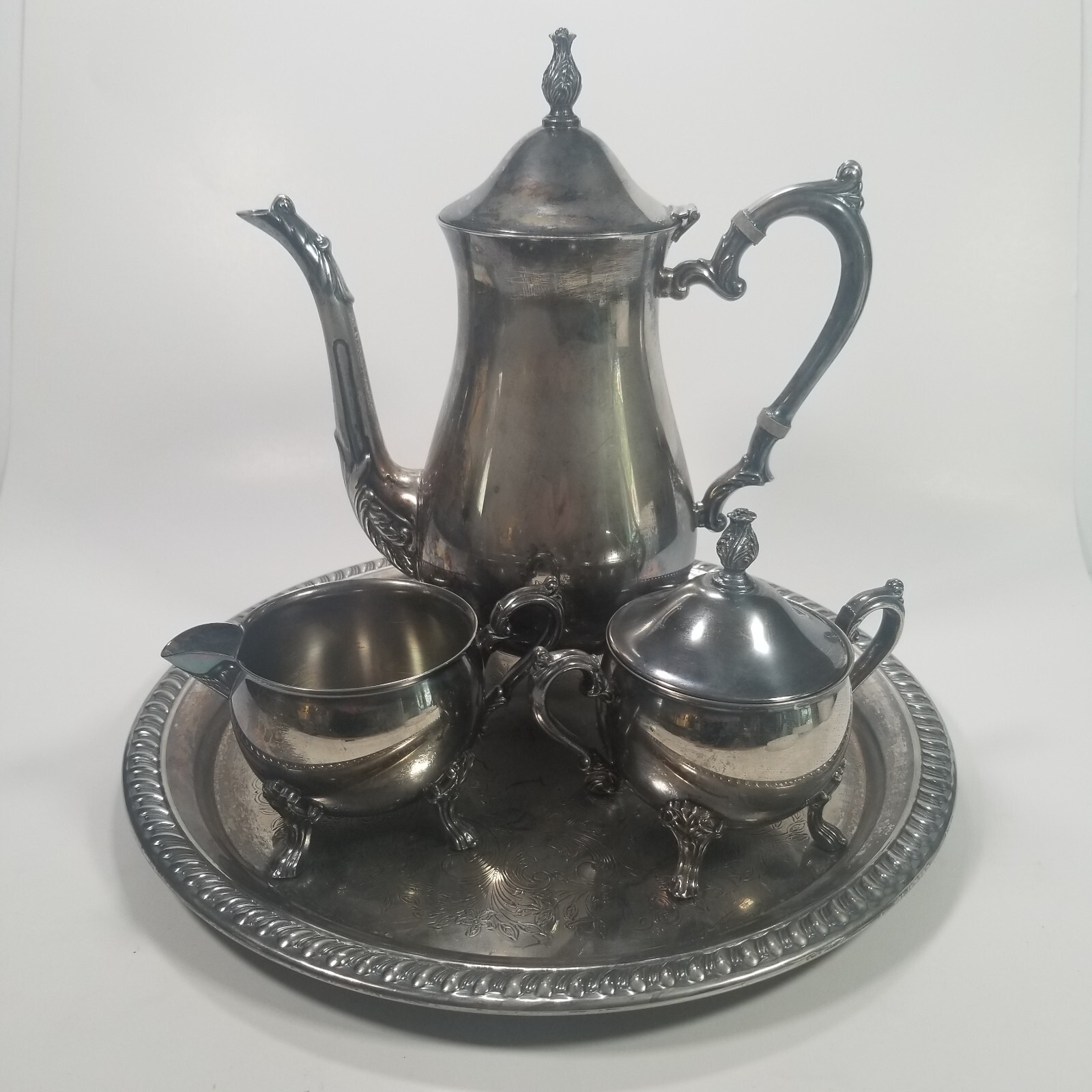 Sheridan Silver plated Tea Set Taunton Silversmiths 4 Pieces with Tray Vintage