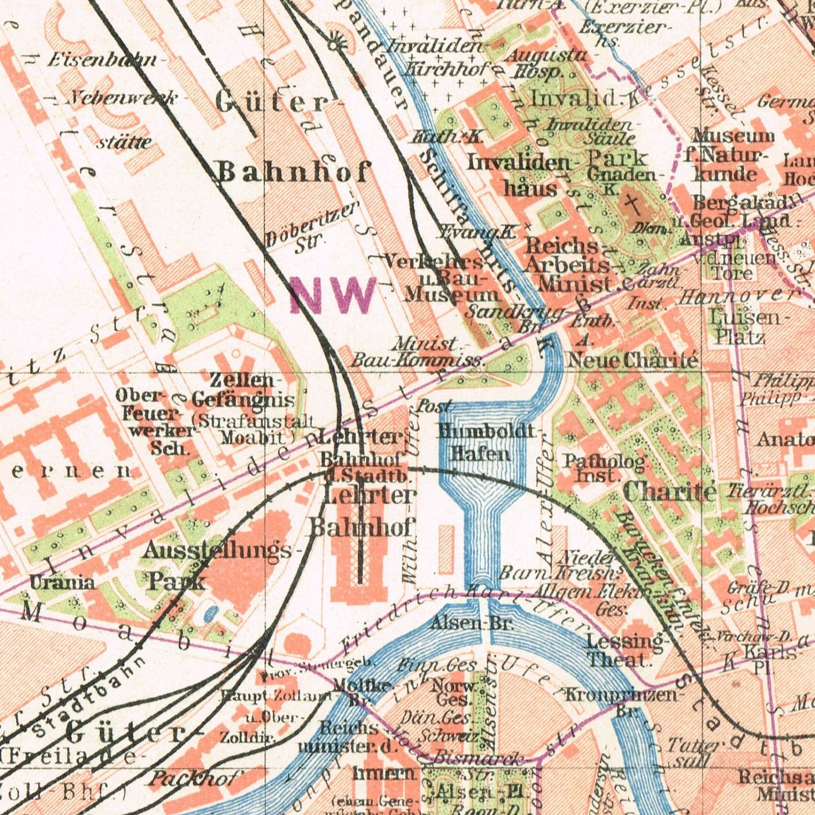 BERLIN Detailed Inner 1906 Antique Original Vintage map city plan Germany