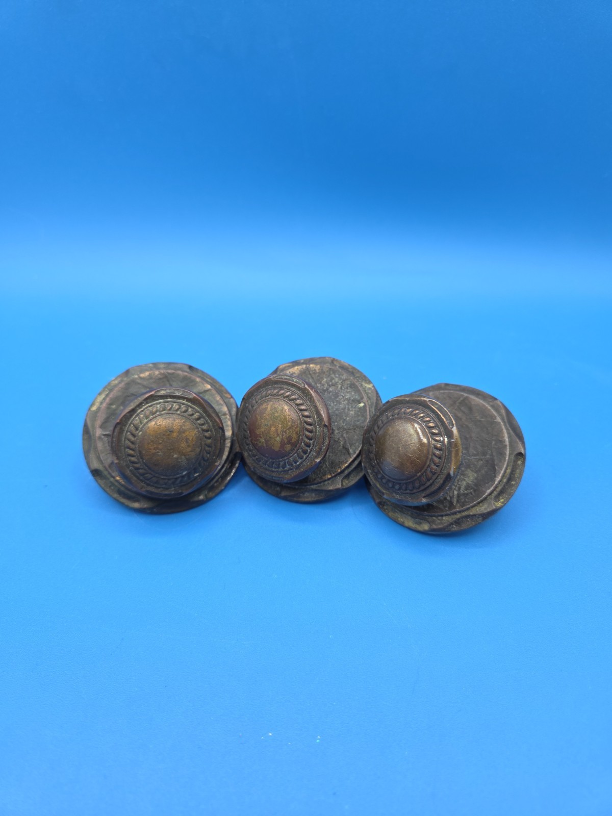 Lot of 3 Round Carriage House Amerock Cabinet Drawer Pull Knobs & Back Plates