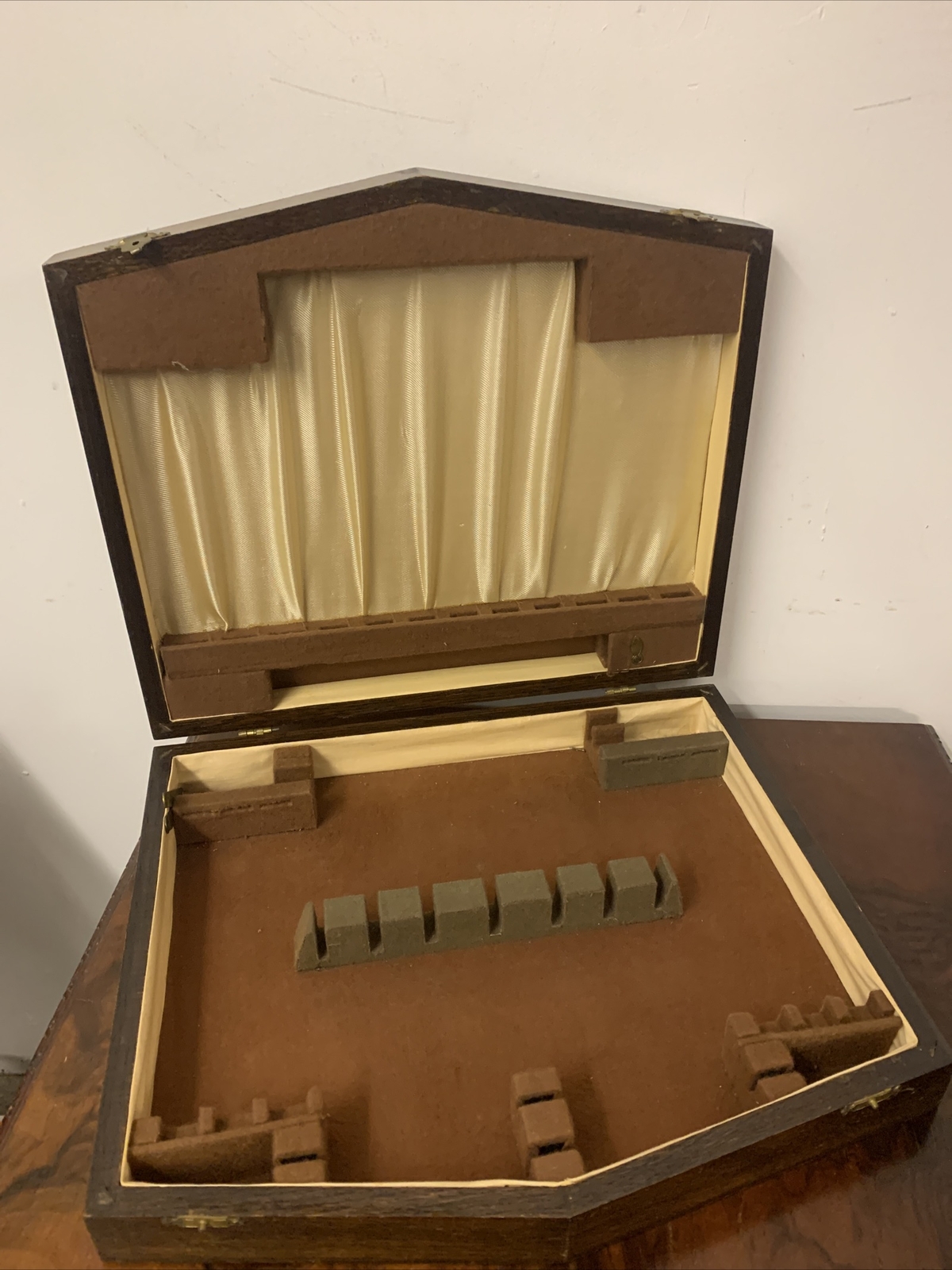 Vintage Art Deco Dark Oak Canteen Cutlery Box