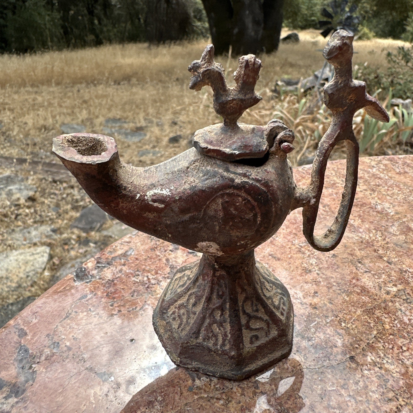 Islamic Middle Eastern Persian Bird Effigy Single Wick Oil Lamp Antique