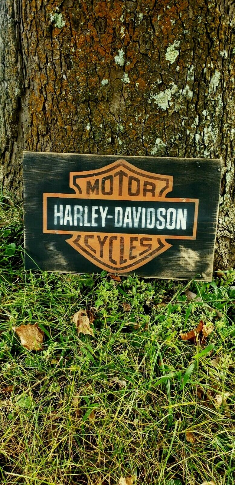 Large Harley Davidson Wooden / Wood Sign Bar And Shield