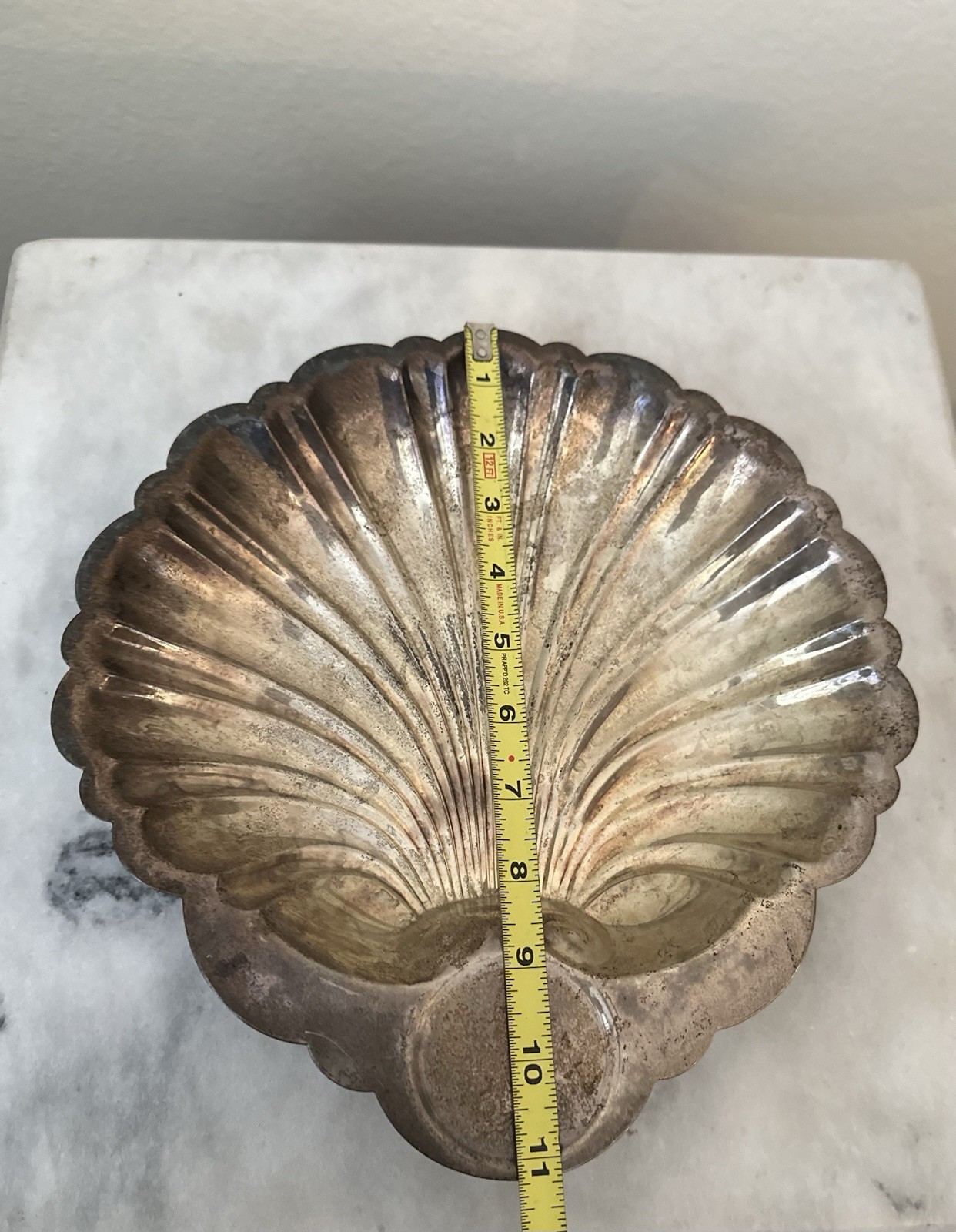 VTG Silver Plated Scallop Shell Footed Bowl Coastal Victorian Centerpiece Decor